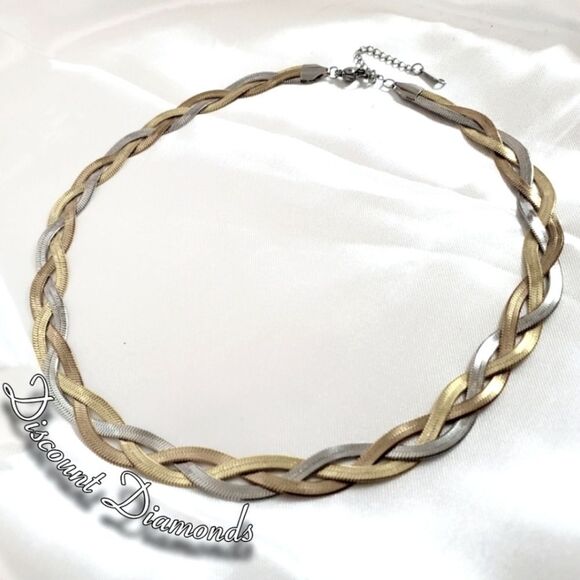 18K White, Rose, & Yellow Gold on Titanium Choker Necklace - Women's - Picture 3 of 6